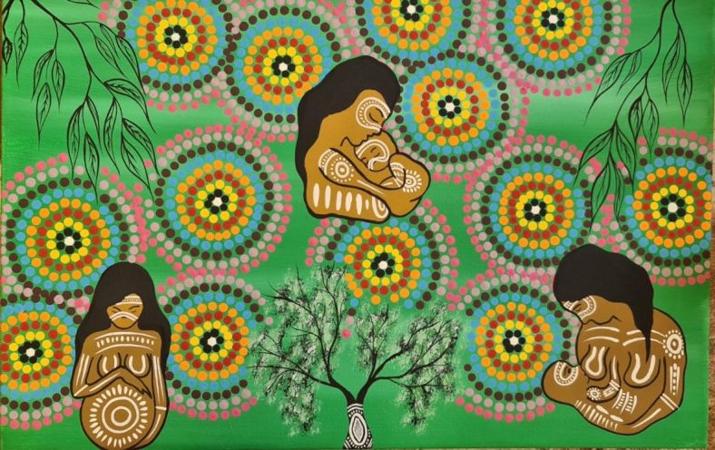 Aboriginal breastfeeding artwork by Sheldon Smith